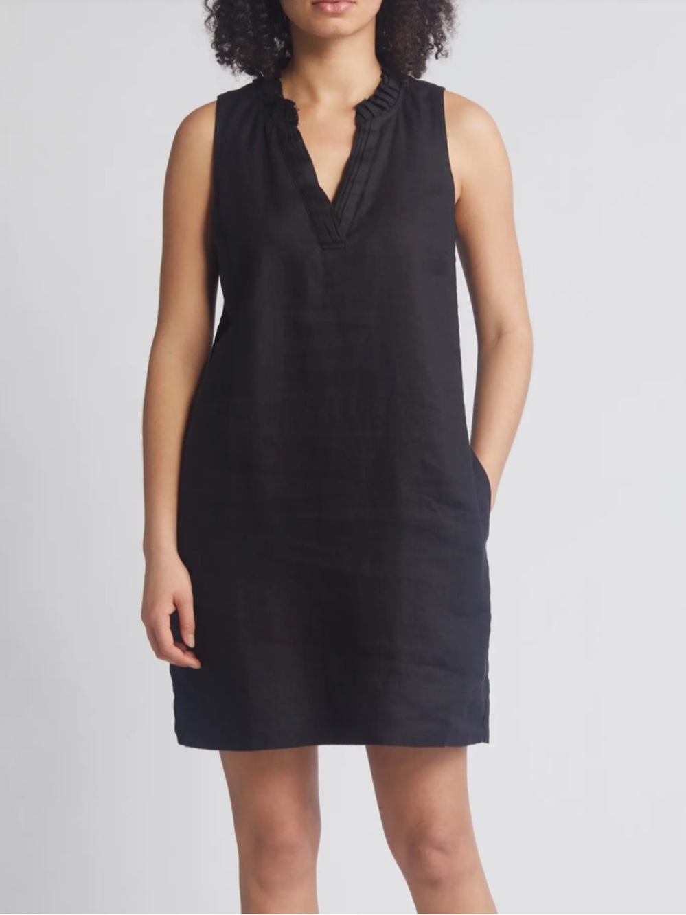 Tommy Bahama Black Ruffle-Neck Top